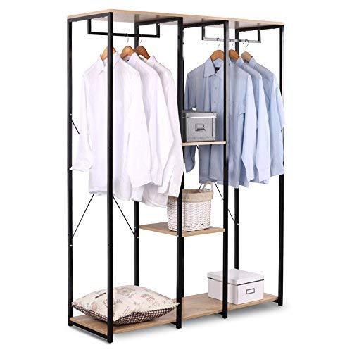 Heavy Duty Wooden Clothes Rail Garment Coat Rack Stand